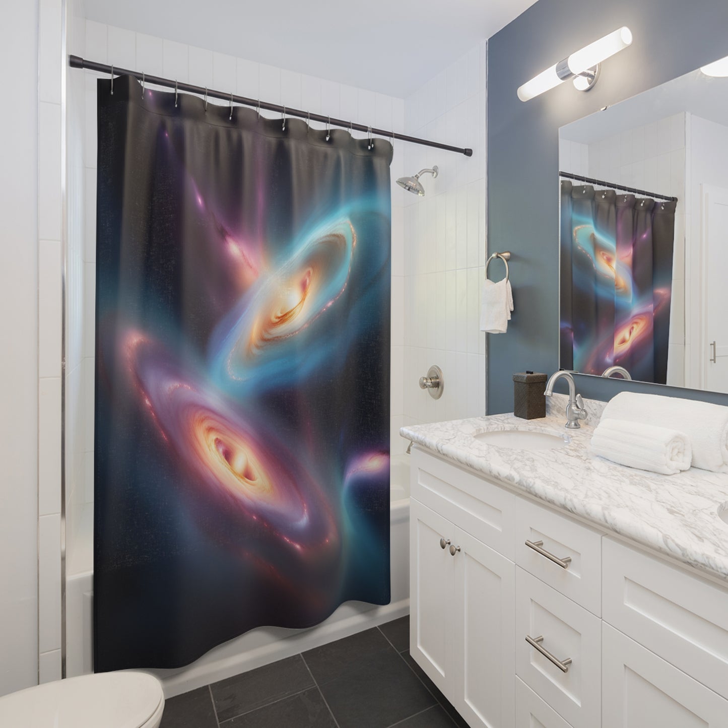 Colliding Galaxies Shower Curtain