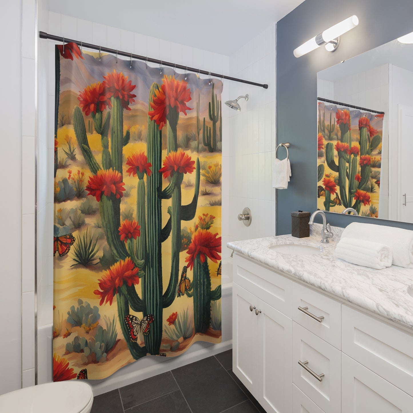 Flowering Cactus Shower Curtain