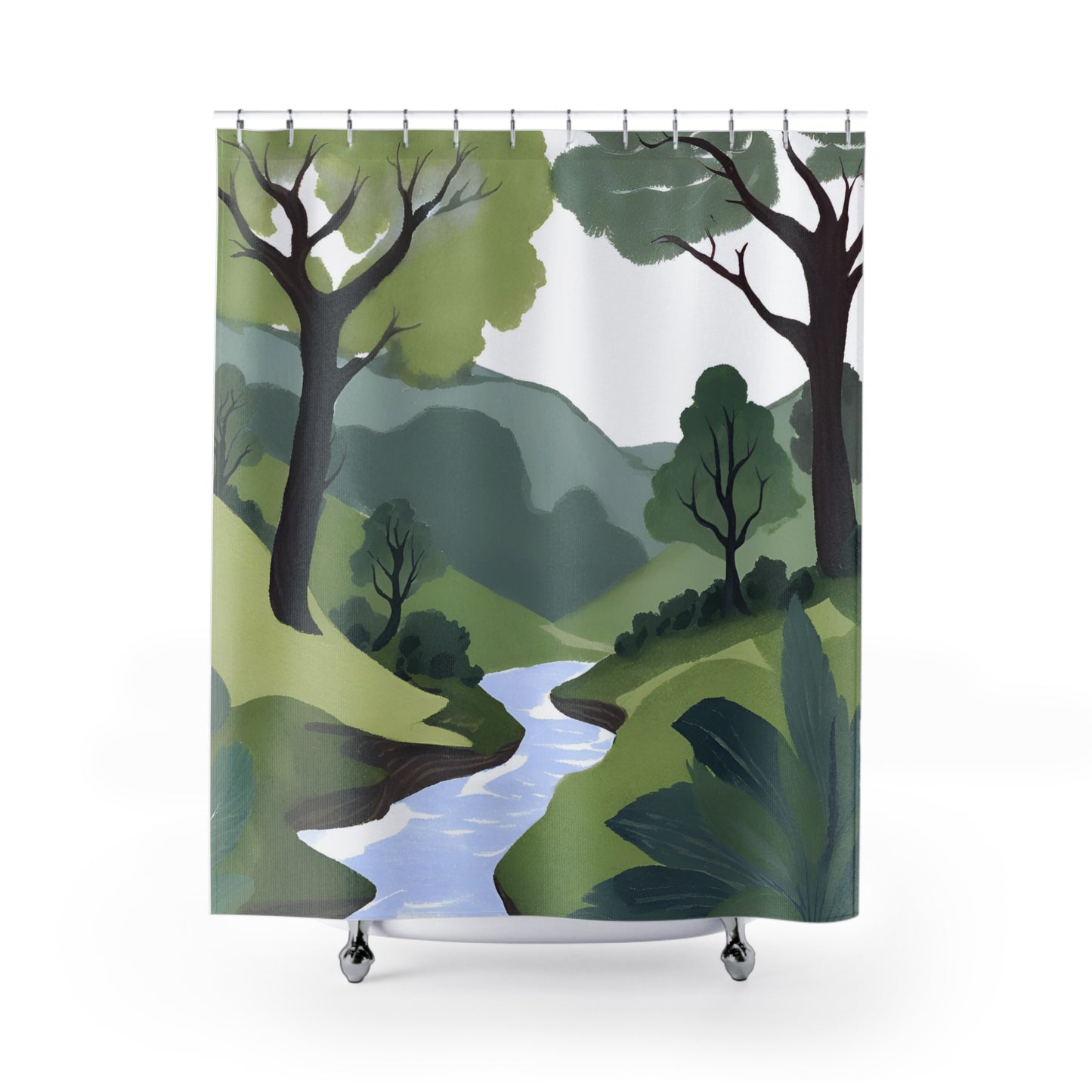 Tranquil River Valley Shower Curtain