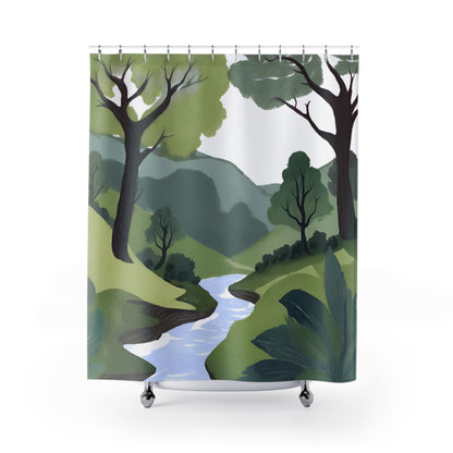 Tranquil River Valley Shower Curtain